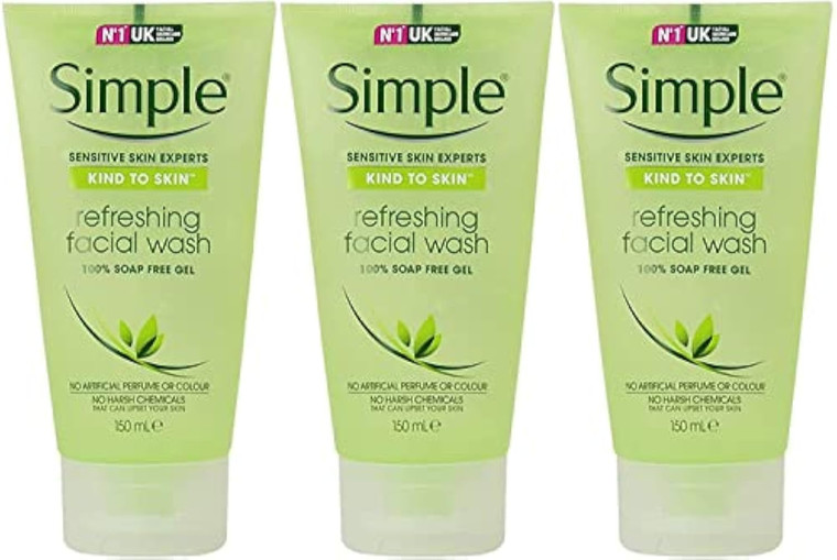 Simple Kind to Skin Refreshing Facial Gel Wash, 5.07 Ounce / 150 Ml (Pack of 3)