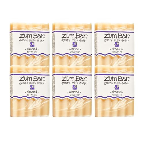 Zum Indigo Wild Goat's Milk Soap Bar - Bar Soap for Hands & Body Made with Essential Oils - 3 oz - Almond (6 Pack)