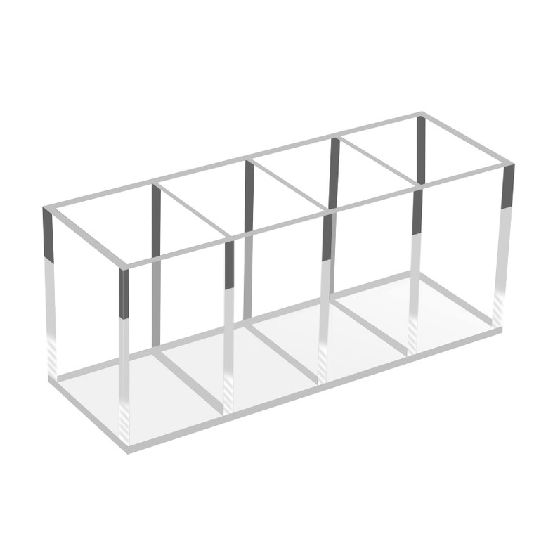 Umirokin 4 Slot Acrylic Pen Holder & Makeup Brush Organizer - Clear Desk Storage for Office, Beauty Supplies, Transparent Pencil, Marker, Paint Brush