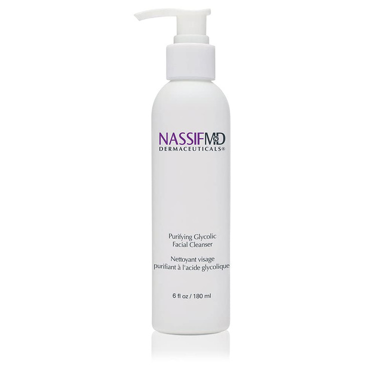 NassifMD Glycolic Acid Face Wash, Hydrating Facial Cleanser, Anti aging Face Wash, Glycolic cleanser for Face for Wrinkles and Fine Lines, Evens Skin