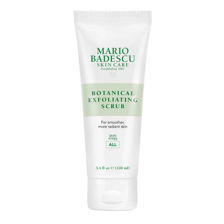 Mario Badescu Botanical Exfoliating Scrub for All Skin Types, Face Scrub with Ivory Palm Seeds & Green Tea Extract, Gentle Exfoliating Face Wash, 3.4