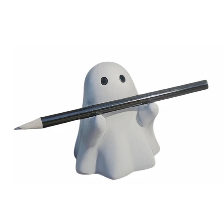 Lucreign Cute Halloween Ghost Pen Holder, Adorable Pencil Stand for Home Office Desktop Decoration, Funny Desk Organizer Accessory
