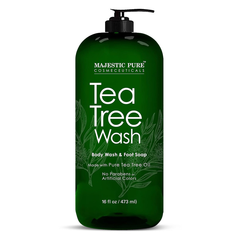 Majestic Pure Tea Tree Body Wash - Formulated to Combat Dry, Flaky Skin - Soothes, Nourishes and Moisturizes Irritated, Chapped, Problem Skin Areas -