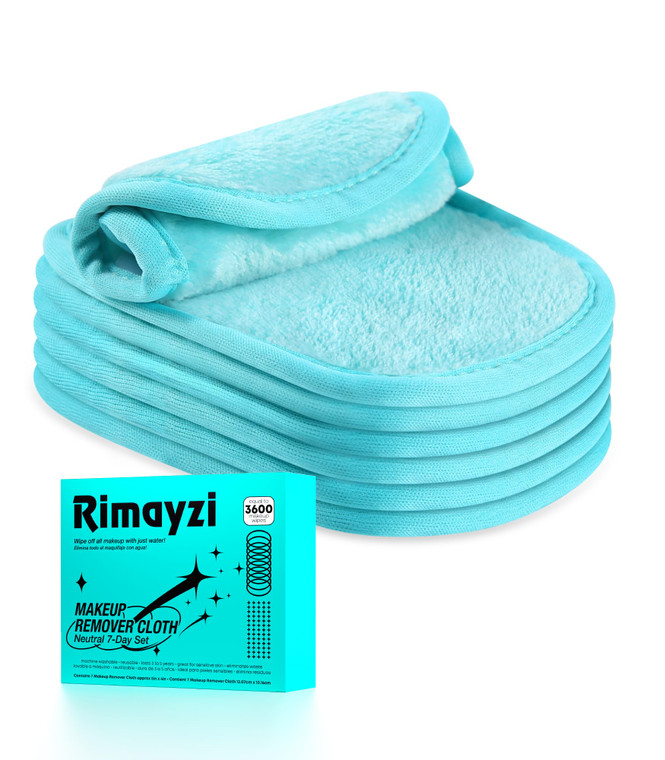 Makeup Remover Cloth 7 Packs, Skin Friendly Makeup Remover Pads for All Skin Types, Washable & Reusable Cleansing Cloth, Remove Waterproof Mascara Ey