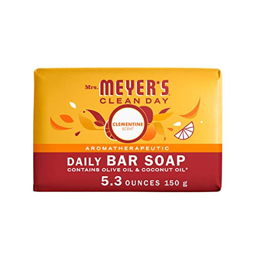 Mrs. Meyer's Clean Day's Bar Soap, Use as Body Wash or Hand Soap, Cruelty Free Formula Made with Essential Oils, Clementine Scent, 5.3 oz, 1 Bar