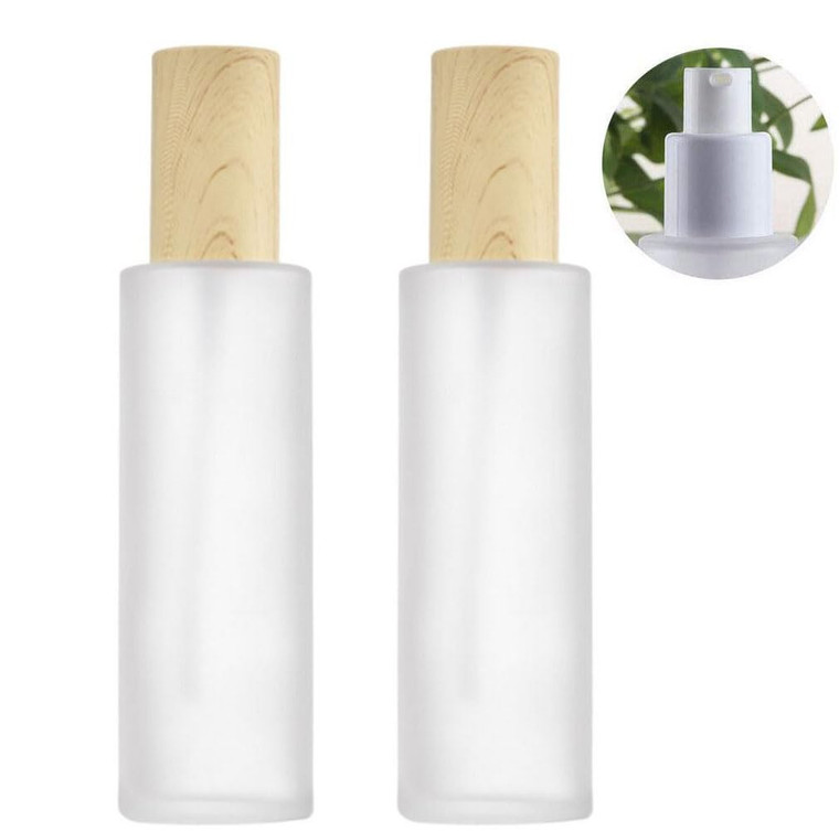 XINGZI 2PCS 120ML 4OZ Empty Frosted Glass Lotion Bottle with White Pump Head and Cap Emulsion Shower Gel Shampoo Conditioner Storage Holder Portable