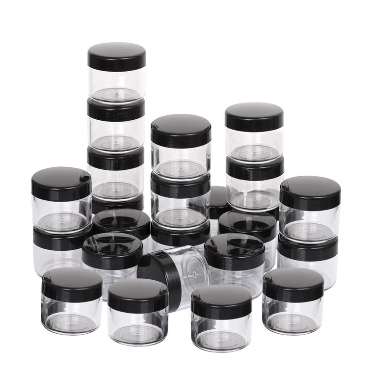 100 Count Refillable Cosmetic Containers with Lids 20 Grams Black Makeup Sample Jars for Beauty Products - Black