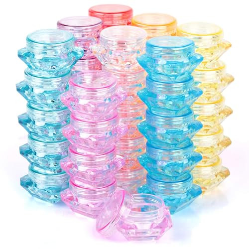 HNYYZL 40Pcs Cosmetic Containers,3 Gram Sample Empty Container Plastic Travel Pot Jar, for Eye Shadow Nails Powder Jewelry Earrings Lotion Cream Samp
