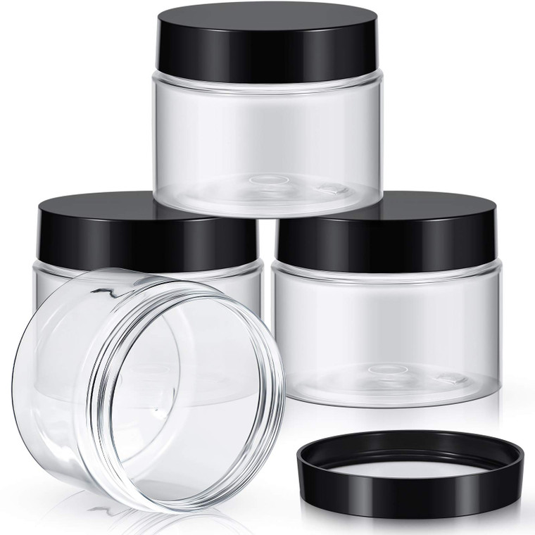 Patelai 4 Pieces Round Wide-mouth Leak Proof Plastic Container Jars with Lids for Travel Storage Makeup Beauty Products Face Creams Oils Salves Ointm