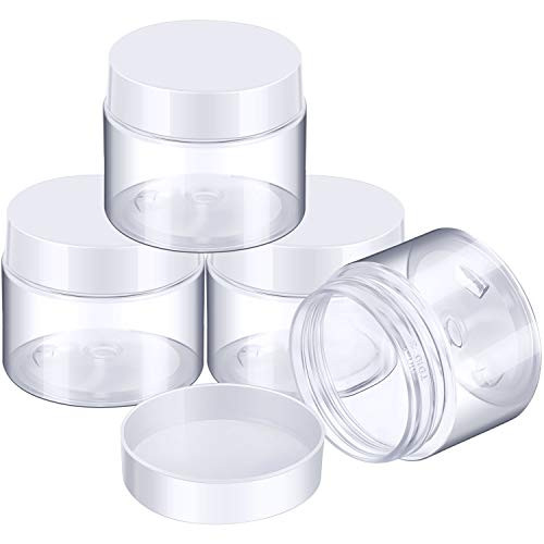 Patelai 4 Pieces Round Wide-mouth Leak Proof Plastic Container Jars with Lids for Travel Storage Makeup Beauty Products Face Creams Oils Salves Ointm