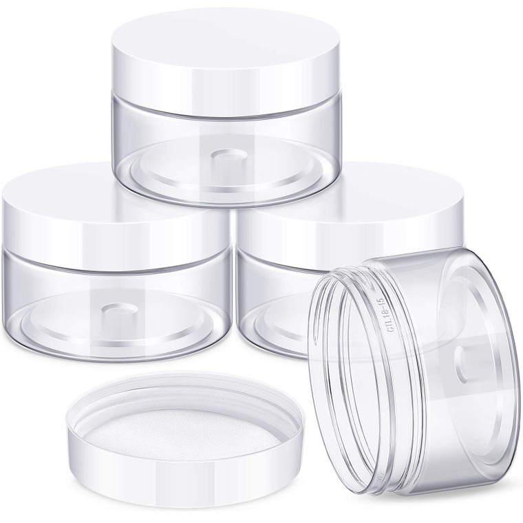 Patelai 4 Pieces Round Wide-mouth Leak Proof Plastic Container Jars with Lids for Travel Storage Makeup Beauty Products Face Creams Oils Salves Ointm
