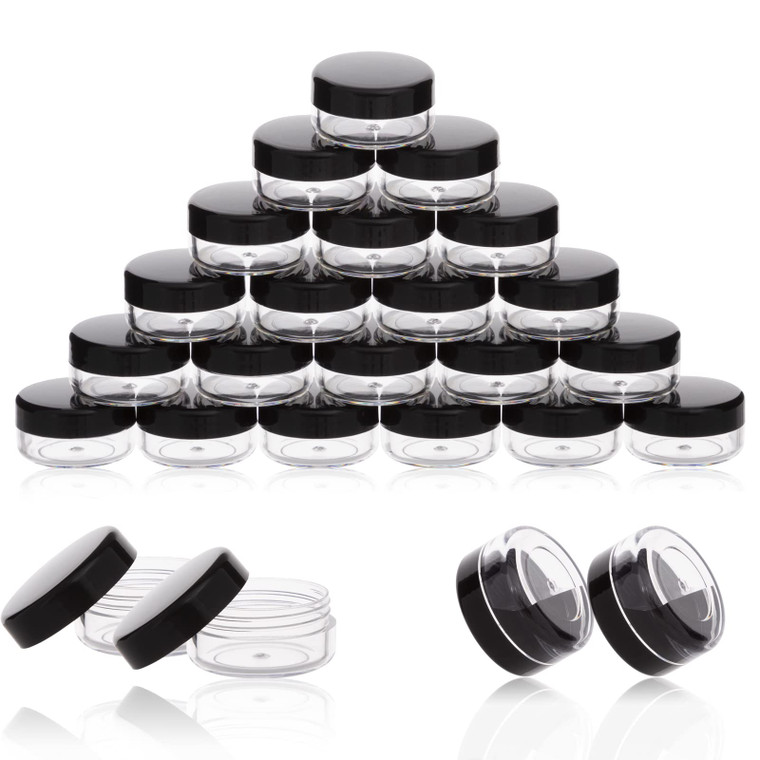 ZEJIA 3 Gram Sample Containers with Lids, 50 Count Tiny Sample Jars, 3ML Makeup Cosmetic Containers for Lip Balms, Lotion, Powder, Beauty Products(Bl
