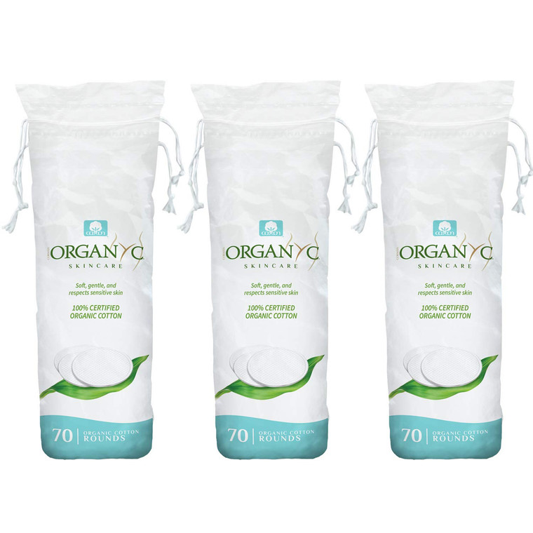 Organyc 100% Organic Cotton Rounds - Biodegradable Cotton, Chemical Free, For Sensitive Skin (210count) - Daily Cosmetics Beauty and Personal Care
