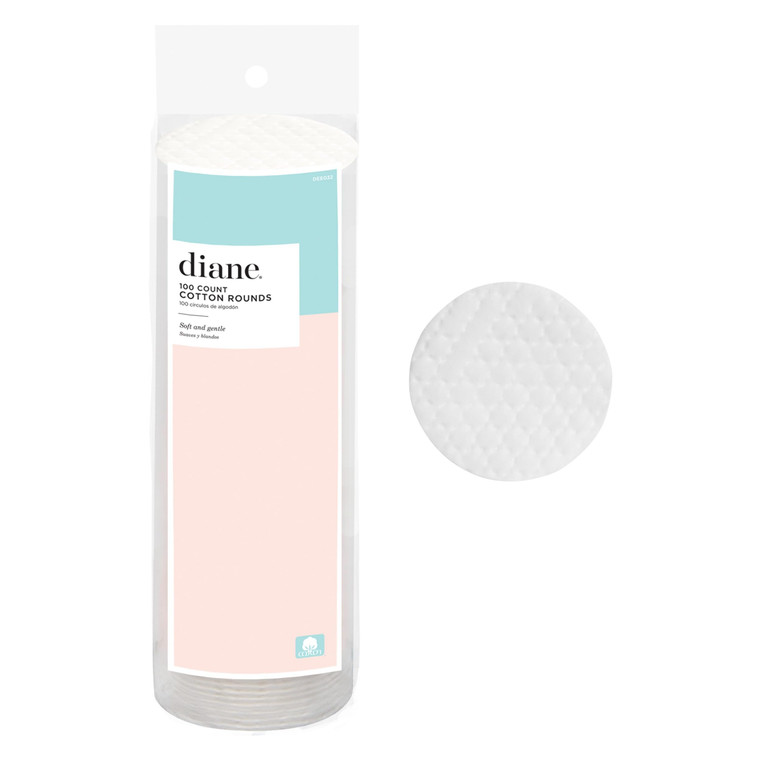 Diane Multi-Layer Cotton Rounds, 100 count, 100% Pure Cotton, Premium, Hypoallergenic, Biodegradable, Strong and Durable Makeup and Nail Polish Remov