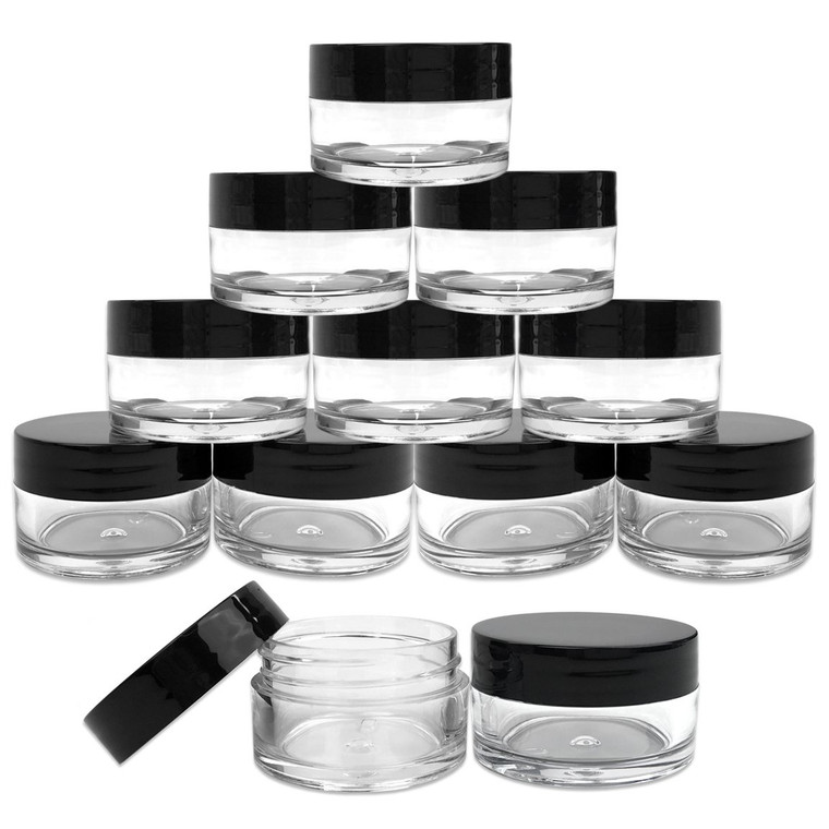 Beauticom 12 Piece 20g/20ml USA Acrylic Round Clear Jars with Lids for Lip Balms, Creams, Make Up, Cosmetics, Samples, Ointments and other Beauty Pro