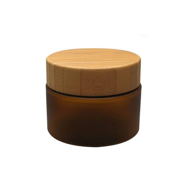 erioctry 150ML 5oz Empty Amber PET Plastic Cosmetic Container Case with Natural Bamboo Cap Cream Lotion Box Ointments Bottle Food Bottle Makeup Pot J