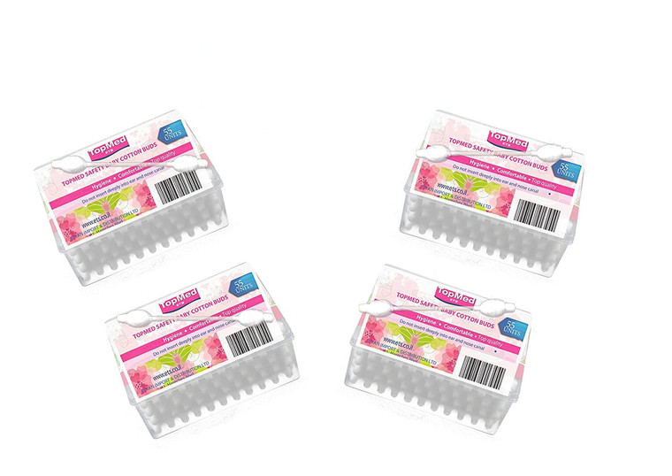 Cotton Baby Safety Swabs 55 Ct (pack of 4) 220 Count 100% Cotton