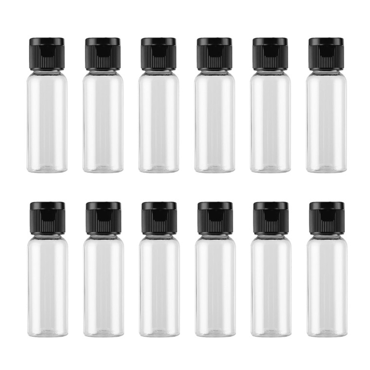 30ml 1 oz Plastic Pour Bottle with Flip Cap Empty Travel Sample Containers Jar for Emollient Water Shower Gel Emulsion - Pack of 12(Clear)
