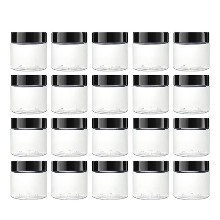 zmybcpack 20 pack 2 OZ Round Clear Plastic Slime Jars With Lids, PET Containers, Storage Jars, Travel Jars For Cosmetic, Makeup, Organization
