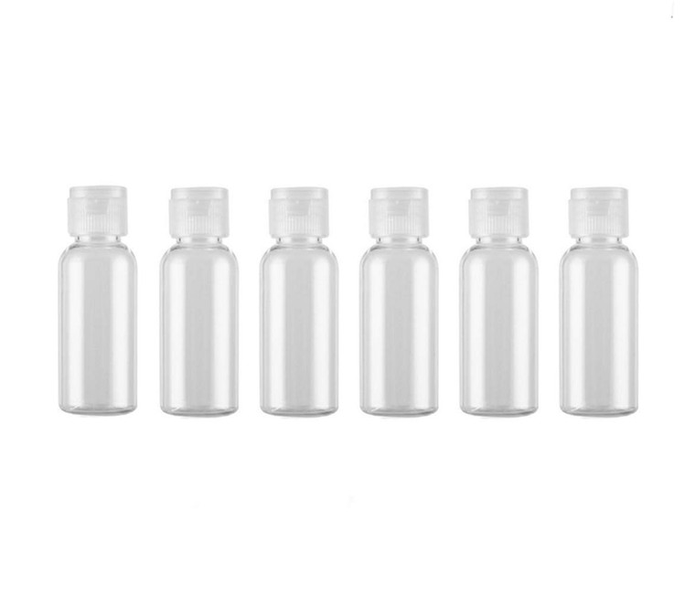 0.5 oz Plastic Travel Bottle with Flip Cap Sample Container for Makeup Emollient Water Shower Gel Emulsion Liquid Empty Refillable Portable,Pack of 6