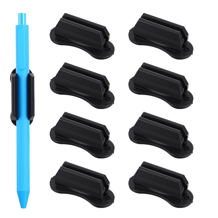 Heclia 8 Pack Adhesive Pencil Holders for Desk Silicone Pen Holder for Wall Sticky Marker Holder Flexible Organizer Stylus Holders for Clipboard Offi