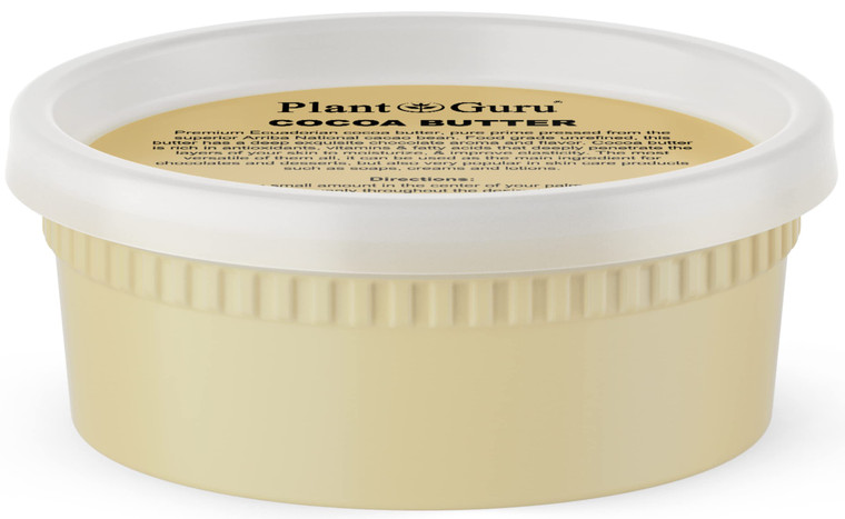 Plant Guru Raw Cocoa Butter 8 oz. 100% Pure Natural Unrefined FOOD GRADE Arriba Nacional Cacao Bean, Great For Chocolate Making, Soap, Lip Balm and M