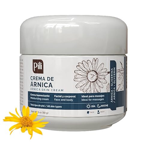 Pili Arnica Cream Hydrating Moisturizer for Face & Body. Soothes Bruised, Dry & Irritated Skin. Fast-Absorbing, Non-Greasy, Unscented. 1 oz