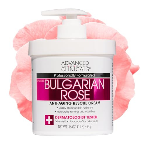 Advanced Clinicals Bulgarian Rose Lotion For Women | Rose Scented Vitamin C Body Lotion Cream | Visible Anti Aging Vitamin E Moisturizer Body Butter