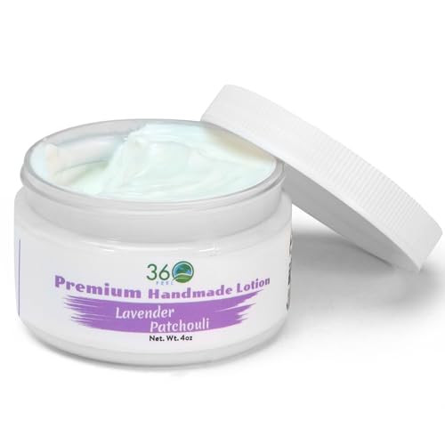 360Feel Lavender Patchouli Lotion - Hydrates with Coconut & Olive Oil, Plant-Based, Non-Greasy, Sensitive Skin, All Day Use