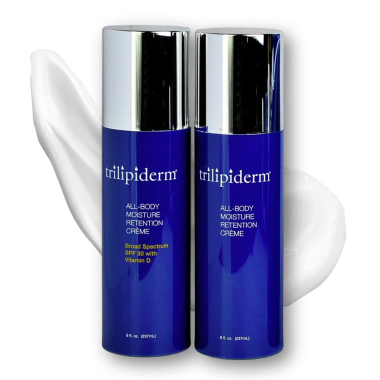 Trilipiderm Weekender Bundle  All-Body Moisture Retention Crème 2-Pack Travel Size  1x SPF 30 Broad Spectrum Sunscreen 8 oz + 1x Original Formula 8