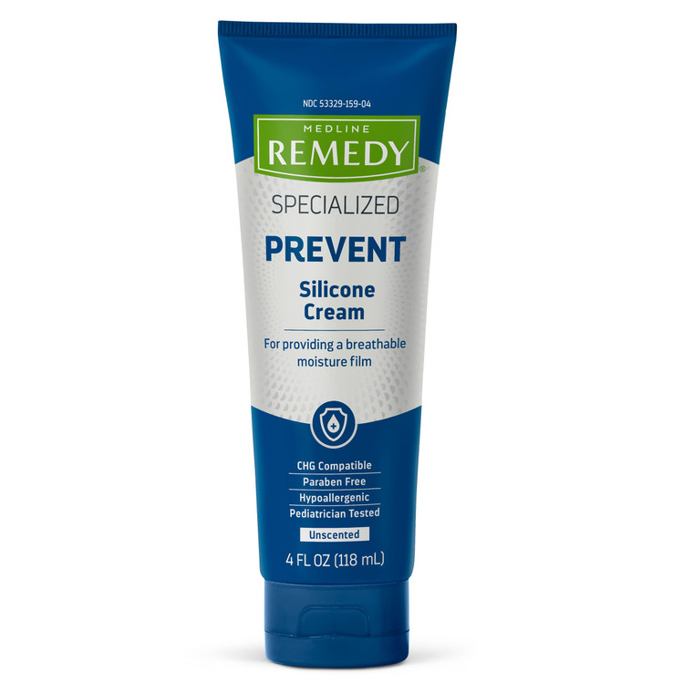Medline Remedy Specialized Silicone Cream, Unscented (4 fl oz), Gentle Breathable Film for All Ages, Paraben-free and Hypoallergenic Skin Care, Barri