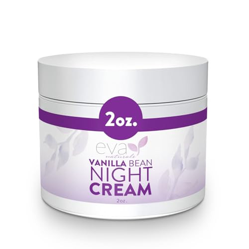 Eva Naturals Vanilla Bean Night Cream  Overnight Face Moisturizer with Vitamin E, C, B Complex & CoQ10  Anti-Aging Facial Lotion with Green Tea & S
