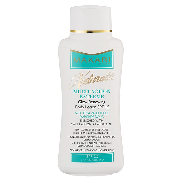 MAKARI Naturalle Multi-Action Extreme Body Lotion SPF15 (17.6 oz) | Moisturizes, Softens & Nourishes | Enhances Natural-Looking Radiance | Daily Sun-