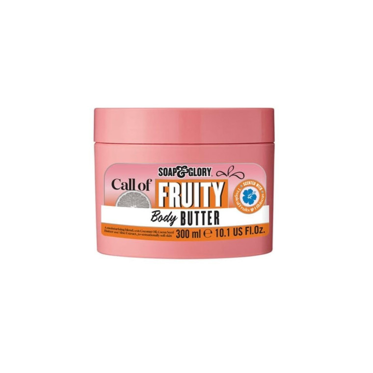 Soap & Glory Call of Fruity Body Butter - Moisturizing Body Cream with Vitamin E, Coconut Oil & Aloe Extracts - Tropical Fruits, Juicy Melon & Hibisc