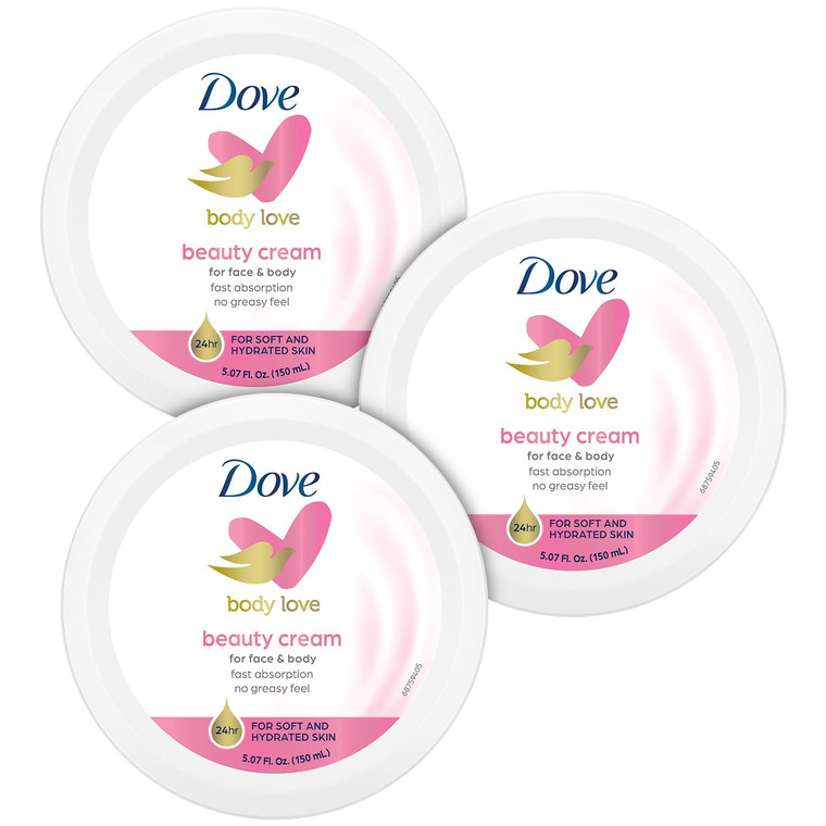 Dove Body Love Beauty Cream, Lightweight, Fast-Absorbing Face and Body Cream for Normal to Dry Skin, 24-Hour Moisture, Luxuriously Scented Face Cream
