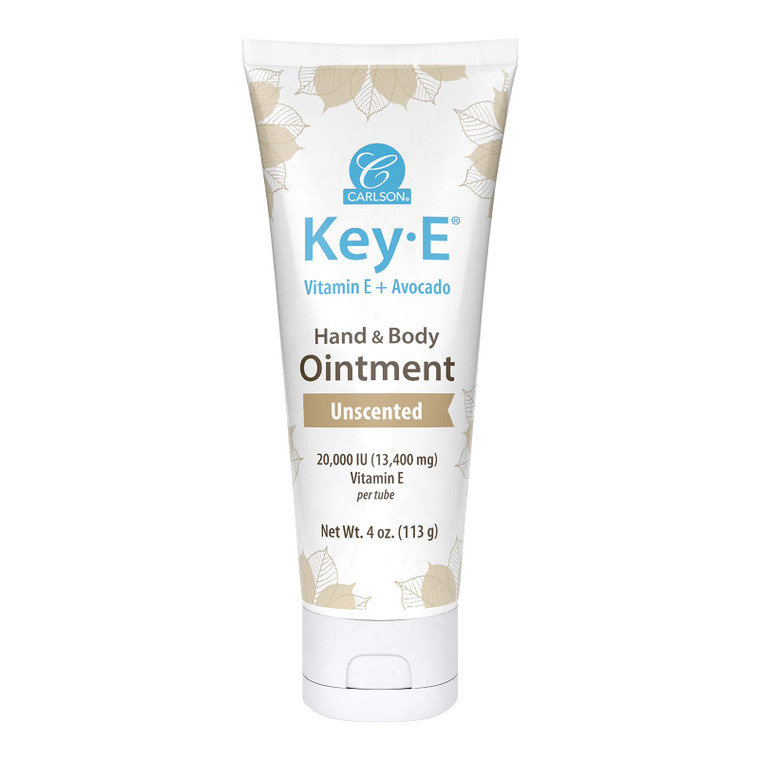 Carlson - Key-E Hand and Body Ointment, For Dry & Rough Skin, Avocado + Coconut Oil + Beeswax + Vitamin E, Unscented, 4 oz