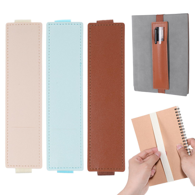 3 PCS Elastic Pen Holder for Notebook, Adjustable Straps Leather Pen Sleeve Pouch with Elastic Band Pencil Holder Case for Notebook, Journal, Planner