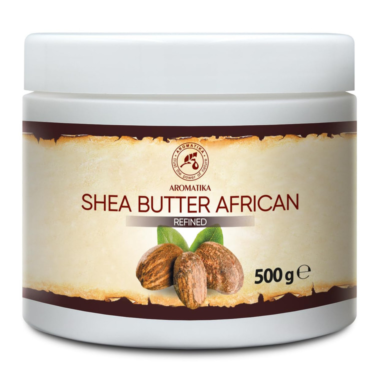 AROMATIKA Refined Shea Butter 17.5 Oz (500g) - Ghana - 100% Natural & Pure Shea Butter for Body Care - Hair - Face - Body Butter - Butyrospermum Park