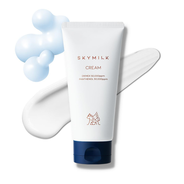 SKYMILK Panthenol Cream with Donkey Milk | 120 ml 4.05 Fl.Oz | Non-Sticky | Hypoallergenic | Deep Moisturization | Anti-Itch | Summer Essentials | Ko