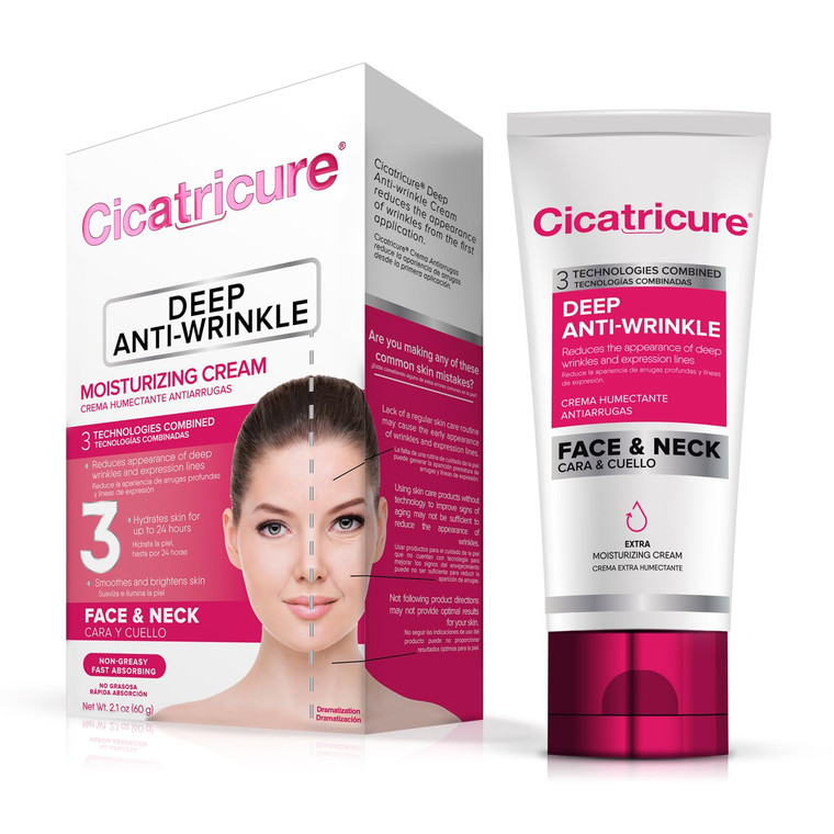 Cicatricure Deep Anti-Wrinkle Face & Neck Cream, Reduces the Appearance of Wrinkles from 1st Use, Face Moisturizer, Anti-Aging Cream, Non-Greasy Wrin