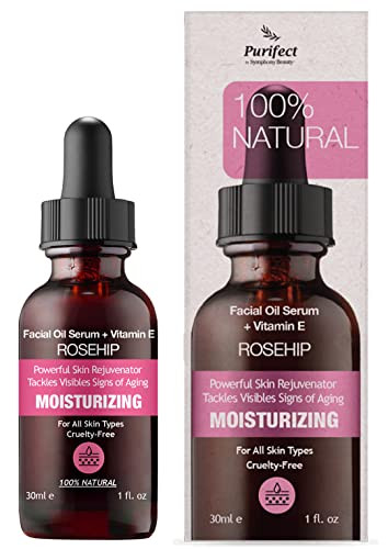Purifect Anti-Aging Rosehip Oil Facial Serum for Acne Scars, Wrinkles, Moisturizes and Repairs  Made in USA | Naturally Fortified with Retinol (Vita