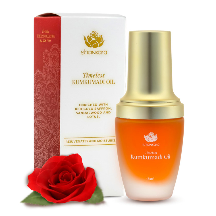 Shankara Kumkumadi Oil for Face - Pure Saffron with 32 Ayurvedic Flowers  Gua Sha Facial Oil for Glowing Skin  (18ml) Timeless Kumkumadi Tailam Ros