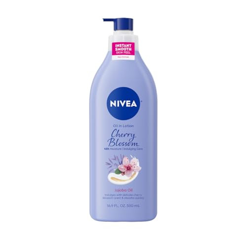 NIVEA Oil Infused Cherry Blossom and Jojoba Oil Body Lotion for Women, Fast-Absorbing and Non-Greasy Cherry Blossom Scented Lotion Moisturizes for 48