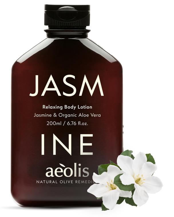 AEOLIS Hydrating Body Lotion with Jasmine & Aloe Vera  Moisturizer with Shea Butter, Olive Leaf & Chamomile  Vegan Skincare for Dry & Sensitive Ski