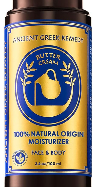 Ancient Greek Remedy Organic Face Moisturizer for Dry Skin - Anti Aging Face & Body Butter Cream - Almond, Jojoba, Olive, Rosehip, Vitamin E, Lavende