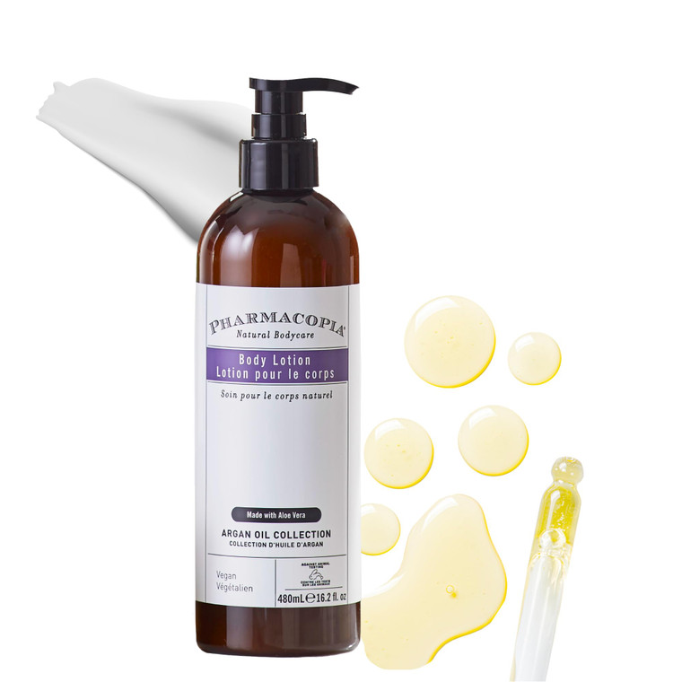 Pharmacopia Hotel Argan Oil Body Lotion - Vegan Moisturizer for Dry Skin, Lotion with Melon and Green Tea Essence - Natural, Organic and Cruelty-Free