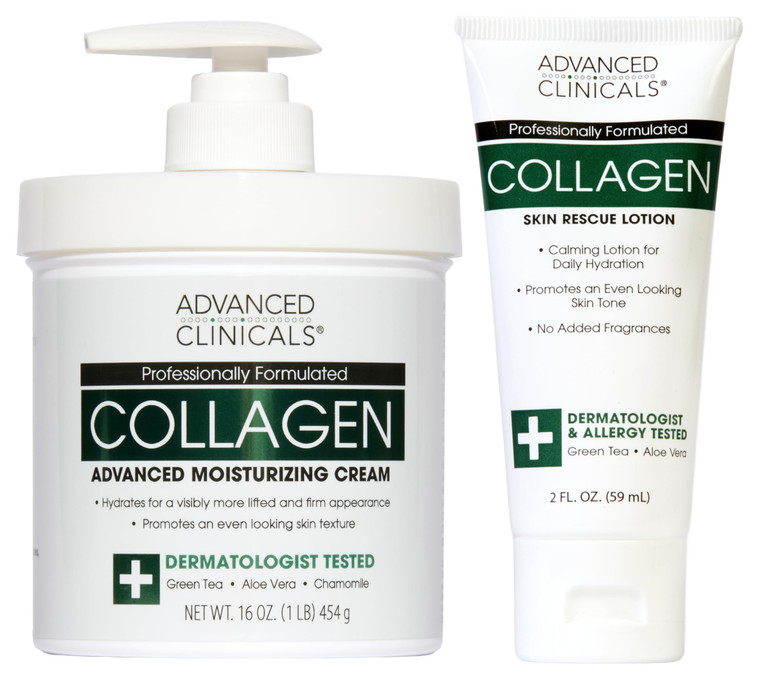 Advanced Clinicals Collagen Cream Body Lotion & Face Moisturizer | Skincare Anti Aging Collagen Lotion For Women, Men, Hand, & Neck Improves Look Of