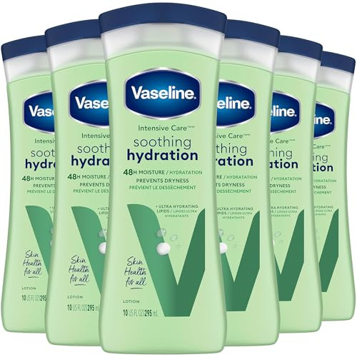 Vaseline Soothing Hydration 6-Pack  Intensive Care Moisturizing Hand and Body Lotion with Aloe, Ultra-Hydrating Lipids, 48 Hours of Moisture, 10 Oz