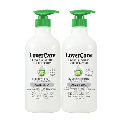 Lovercare Goat Milk Body Lotion for Dry Skin Aloe Vera 27.05oz (800ml) - Pack of 2