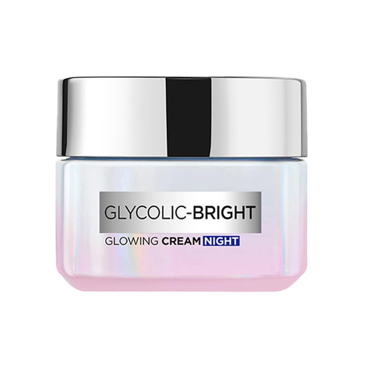 L'Oreal Paris Glycolic Bright Glowing Night Cream, 15ml |Overnight Brightening Cream with Glycolic Acid that Visbily Minimizes Spots & Reveals Glowin